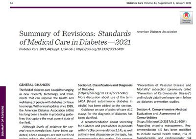 Estandares de Cuidados en Diabetes 2021